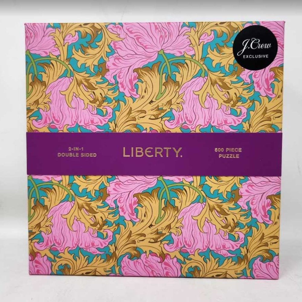 New J Crew x Liberty 500 piece 2-in-1 double sided puzzle teal bright pink